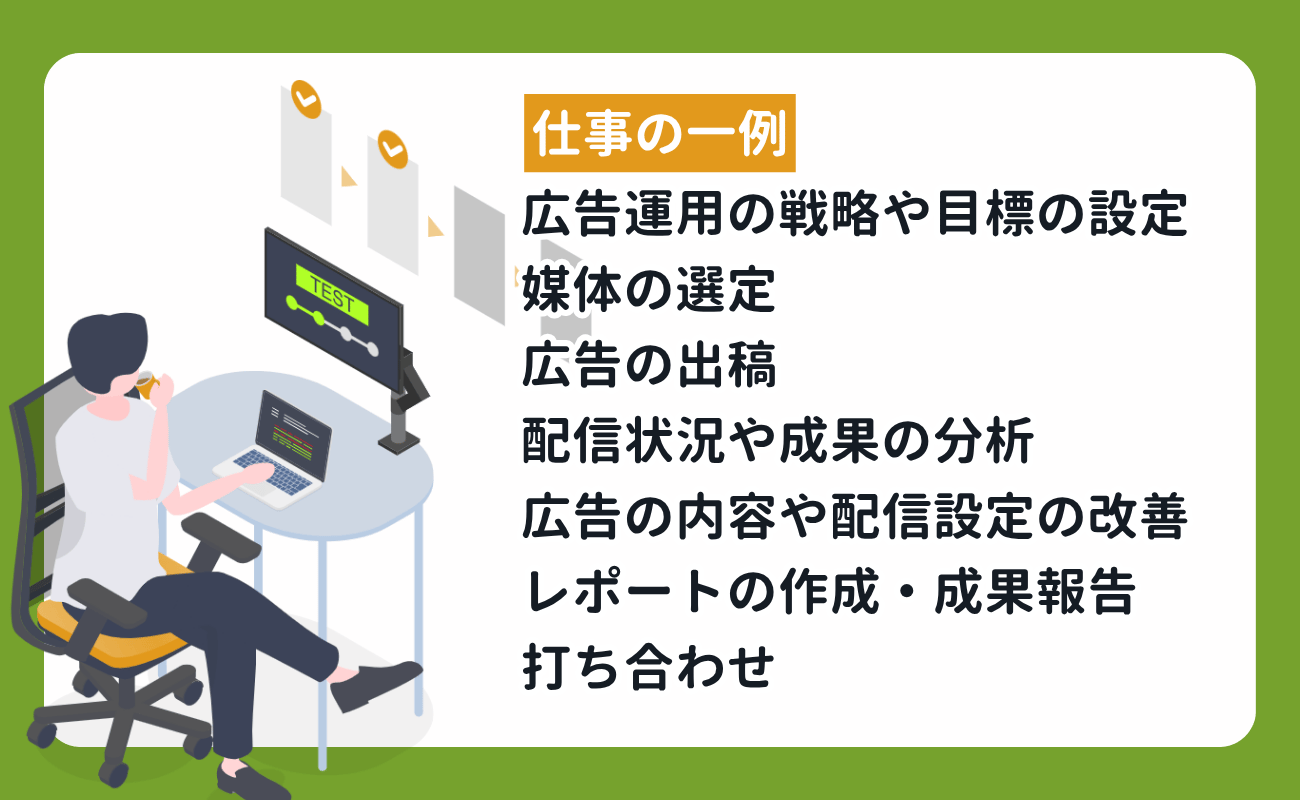 未経験から『広告運用』へ  必要なスキルや向いている人、やりがい等を解説3仕事一例